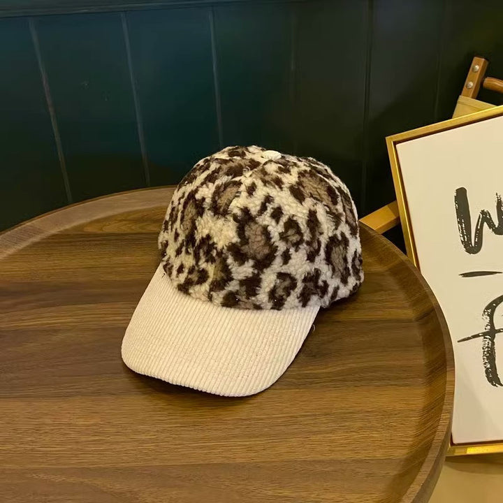 Kvinnens Leopardmønstret Fleece Baseball Caps Skanto