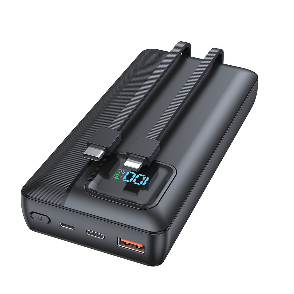 Powerbank med integrerte ladekabler og digital skjerm Skanto