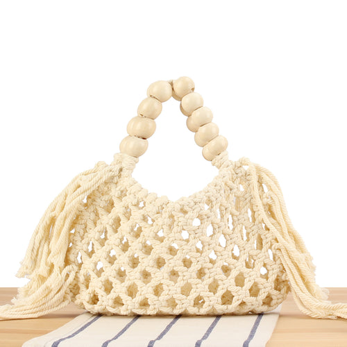 Macrame handbag with wooden handle Skanto