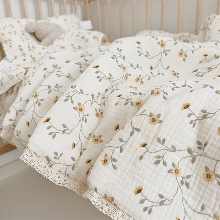 Unisex Pustende Muslinteppe med Blomster Volangdesign Skanto