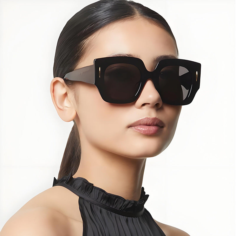 Dame Geometrisk Oversized Solbrille med luksuriøs aksent Skanto