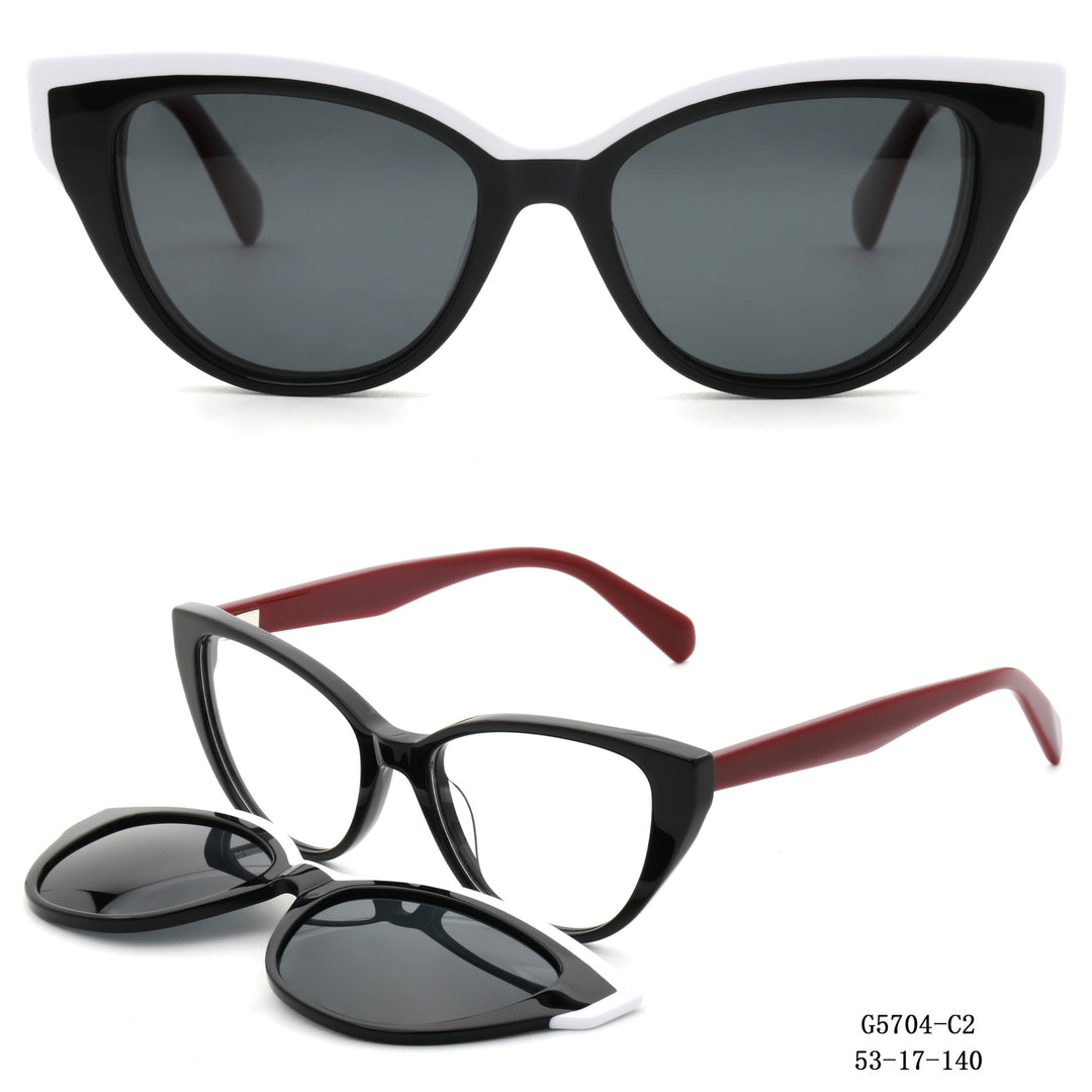 Dame Cat-Eye solbriller med avtagbare linser Skanto