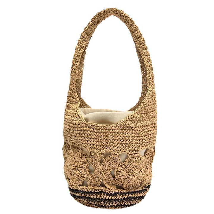 Heklet skulderveske med blomsterdesign Skanto