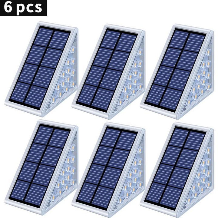 Vinklede trekanter solenergidrevne LED-trappebelyst med skumringssensor og vanntett montering Skanto