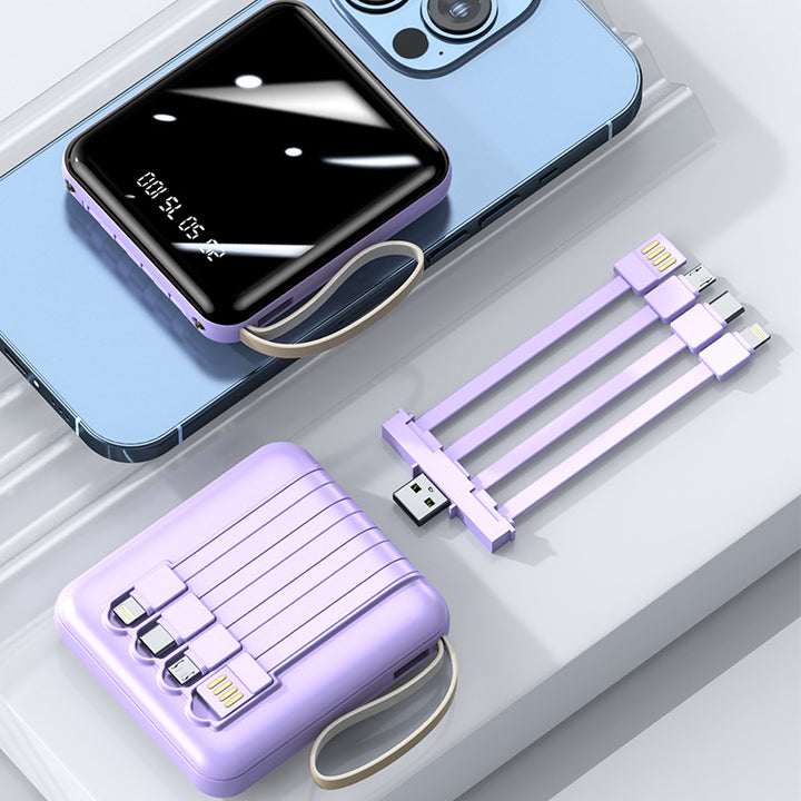Multifunctional powerbank med innebygd ladekabel Skanto