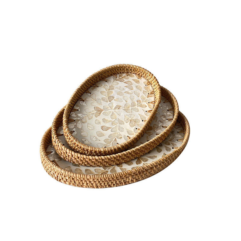 Dame Elegant Serveringsfat-set laget av håndvevd naturmateriale Skanto