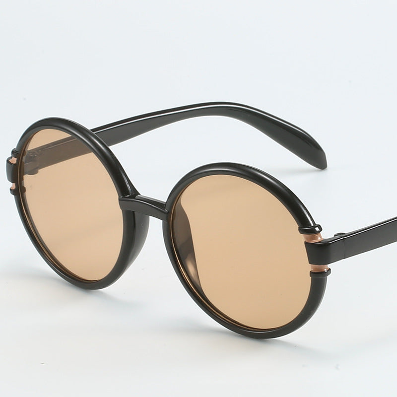 Dame rund solbrille i trendy leopardmønster med UV-beskyttelse Skanto