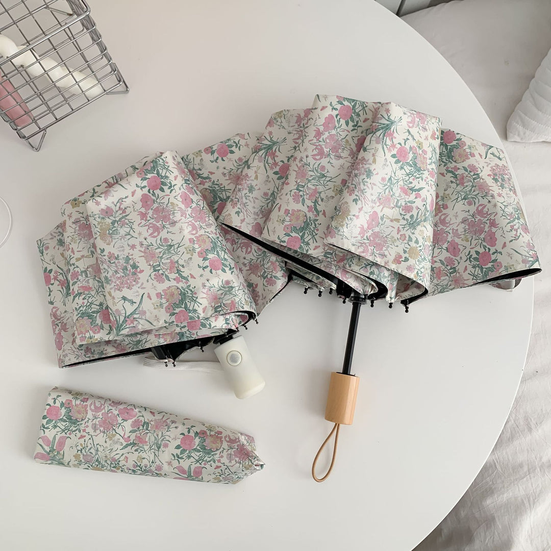Damer Sammenleggbar Paraply med detaljert Blomstmønster Skanto