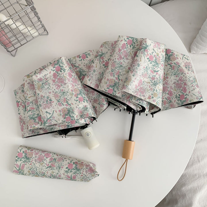 Damer Sammenleggbar Paraply med detaljert Blomstmønster Skanto