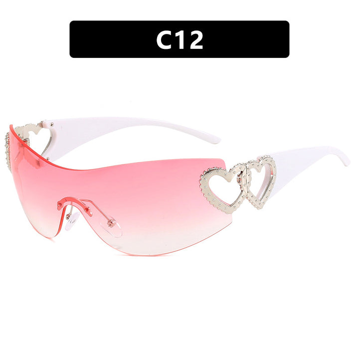 Dame Fashion-solbrille med hjerte-applikasjoner Skanto