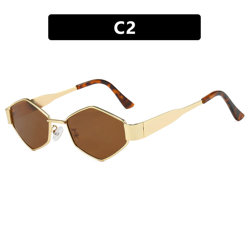 Damen geometrisk solbrille med smal metallramme og polarisert glass Skanto