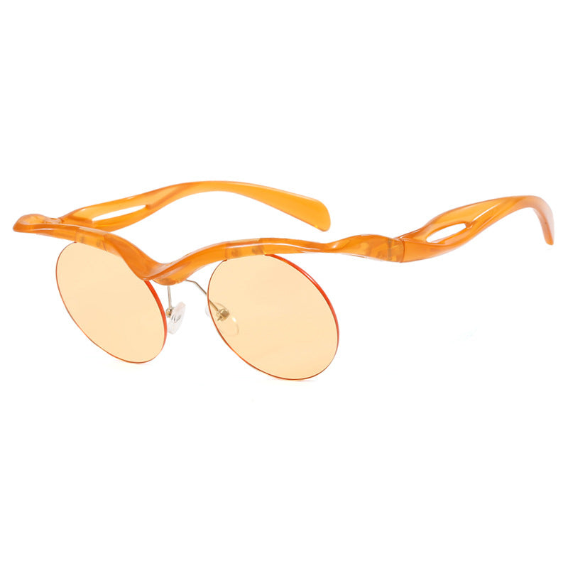 Damer futuristisk solbrille med buet ramme og polariserte linser Skanto
