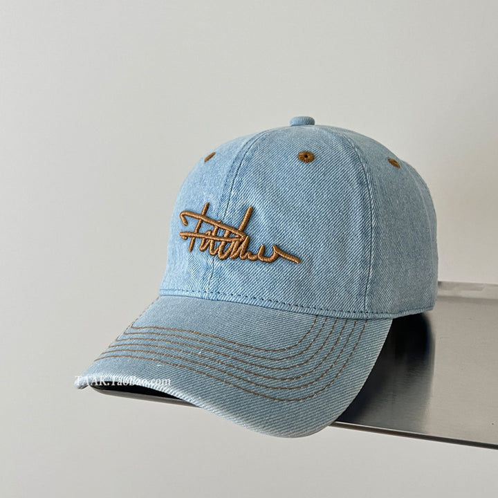 Kvinners slitt denim brodert baseballcaps Skanto