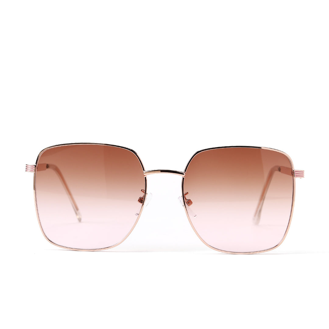 Dame kvadratisk solbrille med elegant metallramme og speilende glass Skanto