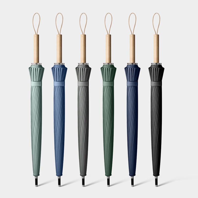 Damer elegant zusammenklappbar paraply med ergonomisk treskaft Skanto