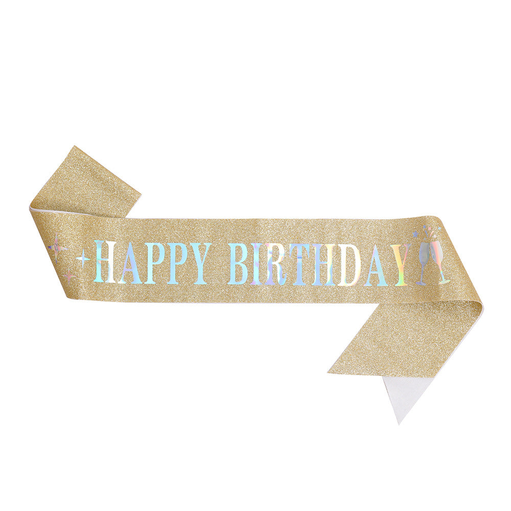 Damer Glitrende Hårbånd med "Happy Birthday"-påskrift Skanto