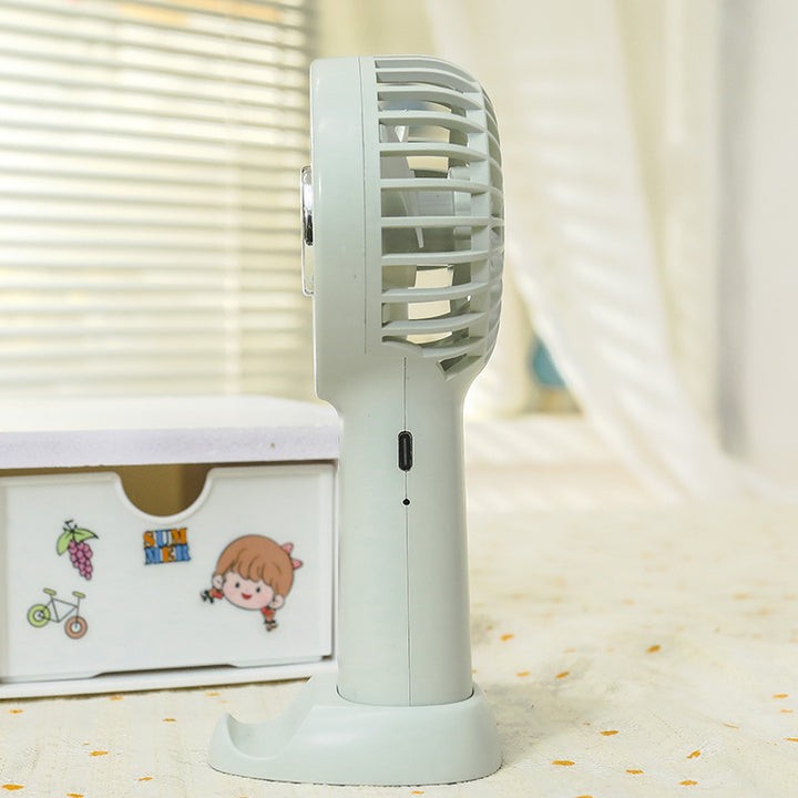 Dame bærbar USB-håndvifte med multifunksjonelt stativ Skanto