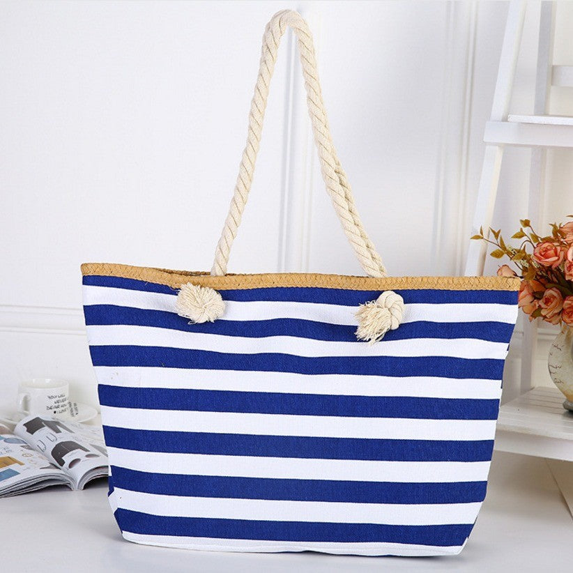Strandveske med maritim stripe design Skanto