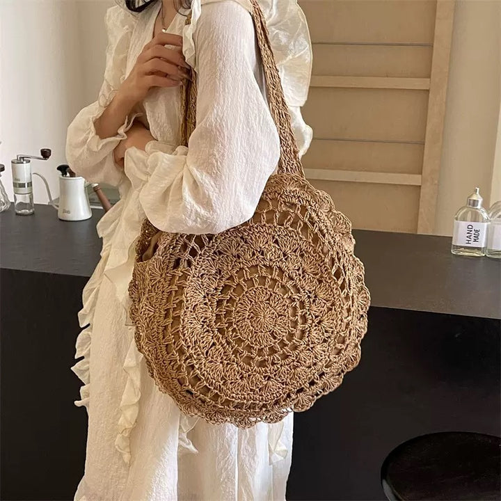 Håndheklede rundveske med Boho-design Skanto
