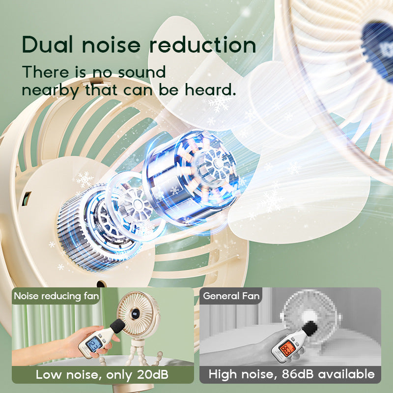 Unisex nan tragbar oppladbar klippevifte med digital skjerm, fleksibel klemme og flerstegs hastighetsregulering Skanto