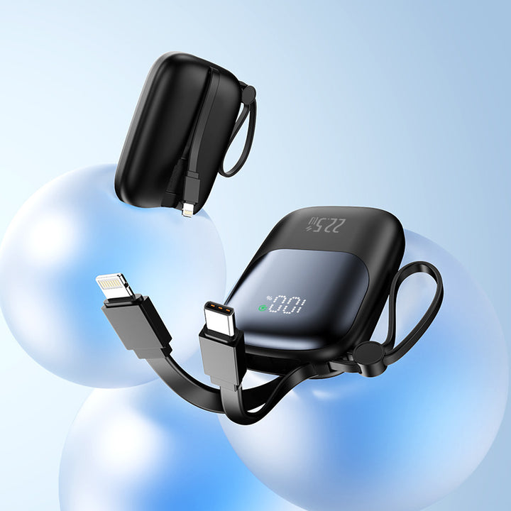 bærbar hurtiglade-powerbank med integrert kabel Skanto