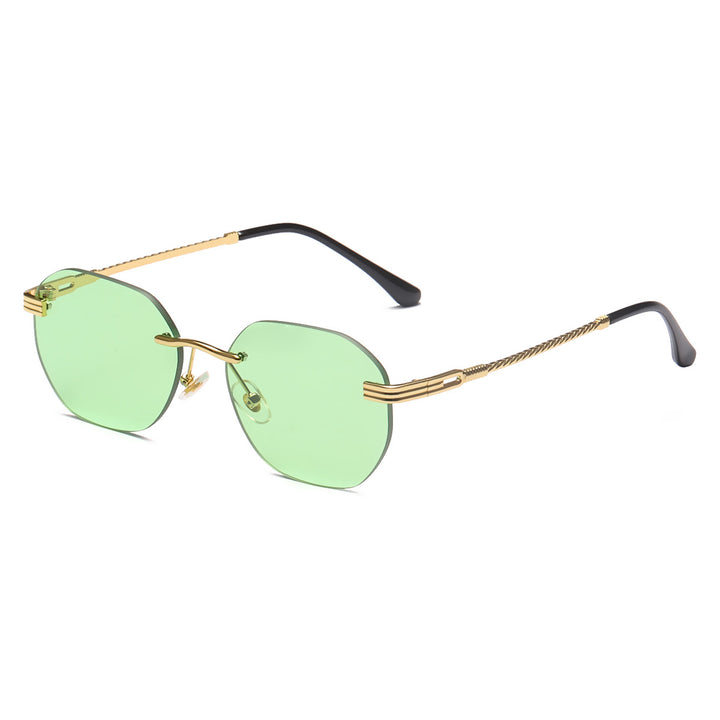 Dame moteriktig geometrisk solbrille med dekorativ metallegering Skanto