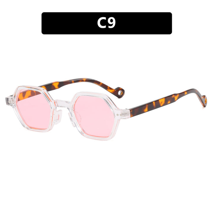 Dame heksagonal solbrille i moderne design med beskyttende linser Skanto