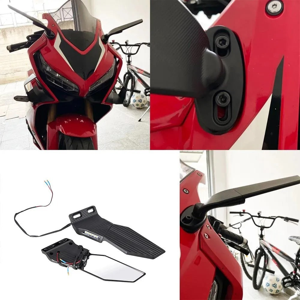 Motorsykkel speilsett med integrert LED-blinklykt Skanto
