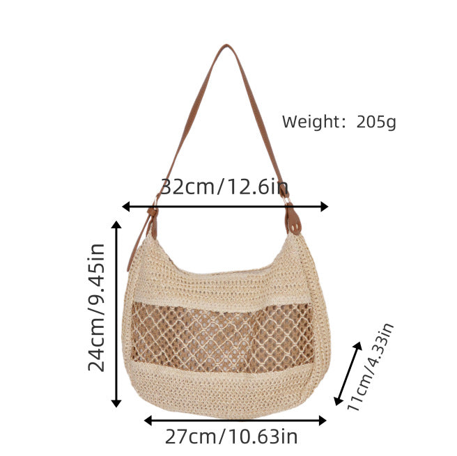 Elegant nett crossbody bag with leather accents Skanto