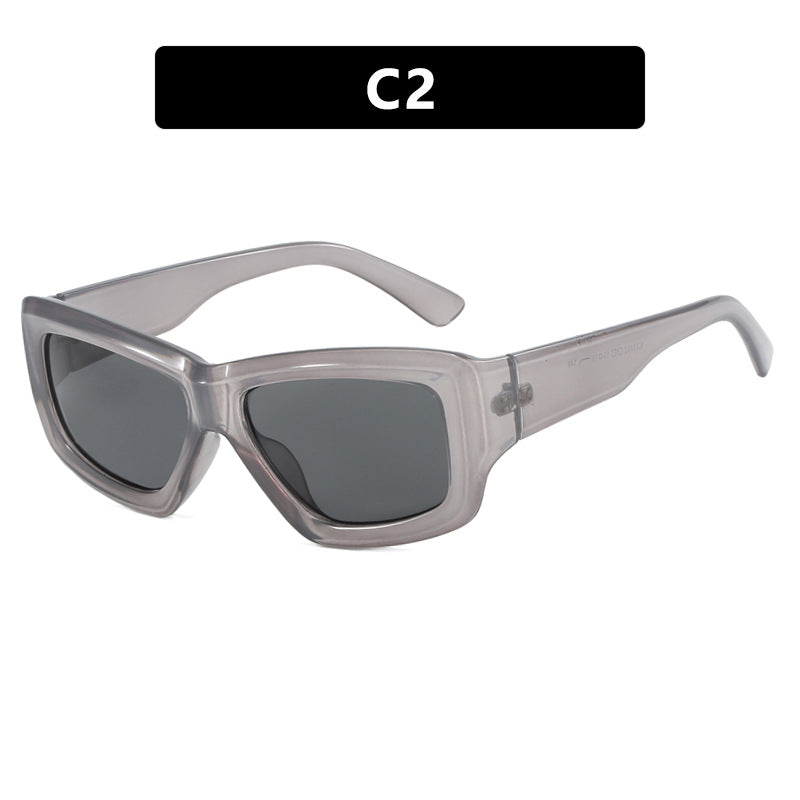 Dame trendy firkantet solbrille med gjennomsiktig ramme og komfortable linser Skanto