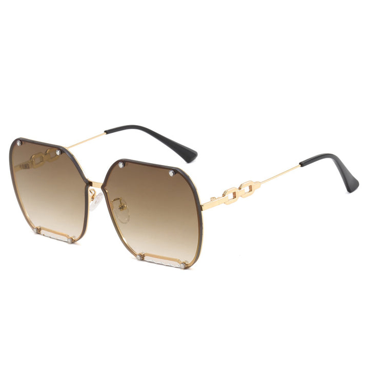 Dame elegant sekskantet designer-solbrille med luksuriøse aksenter Skanto