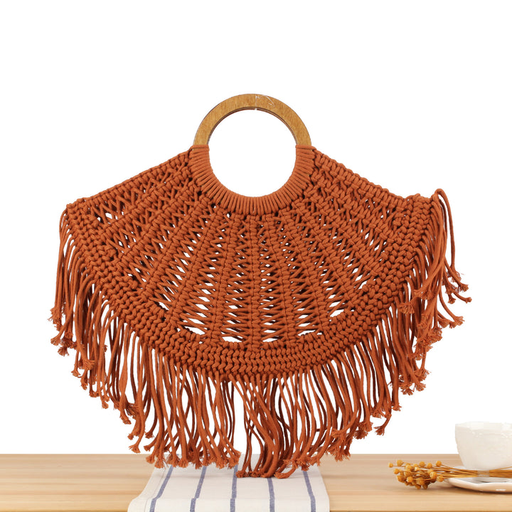 Handbag with fringed macrame design Skanto