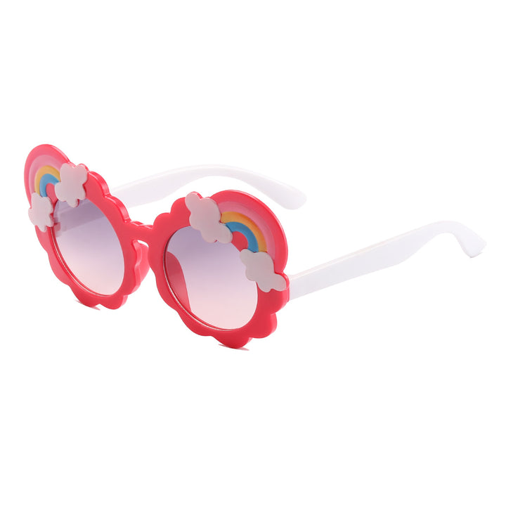 Dame designorientert solbrille med blomsterformet ramme Skanto