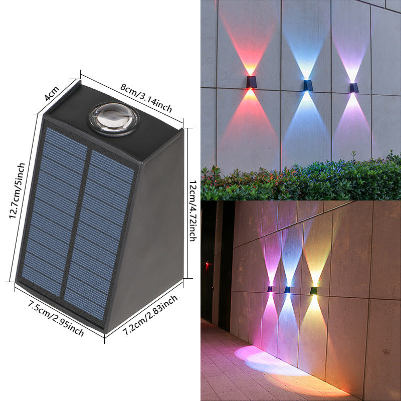 Skrå Bi-Direksjonal Sol LED Vegg Uplight-Nedlight Med Integrert Fotovoltaisk Panel Og Prisme Linse Skanto