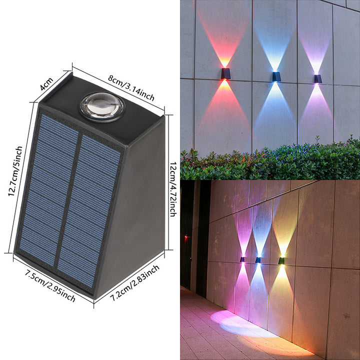 Skrå Bi-Direksjonal Sol LED Vegg Uplight-Nedlight Med Integrert Fotovoltaisk Panel Og Prisme Linse Skanto