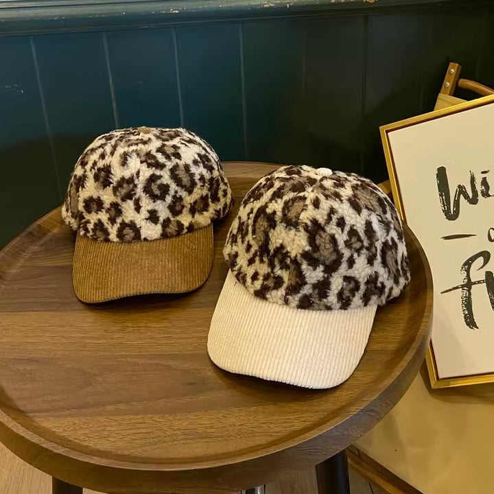 Kvinnens Leopardmønstret Fleece Baseball Caps Skanto