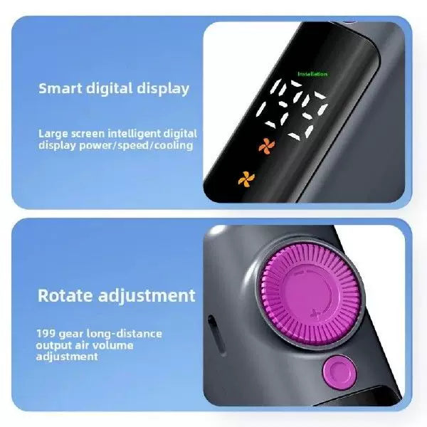 Unisex en størrelse kompakt trådløs turbine-luftsirkulator med digitalt LED-display presis hastighetsvalg Skanto