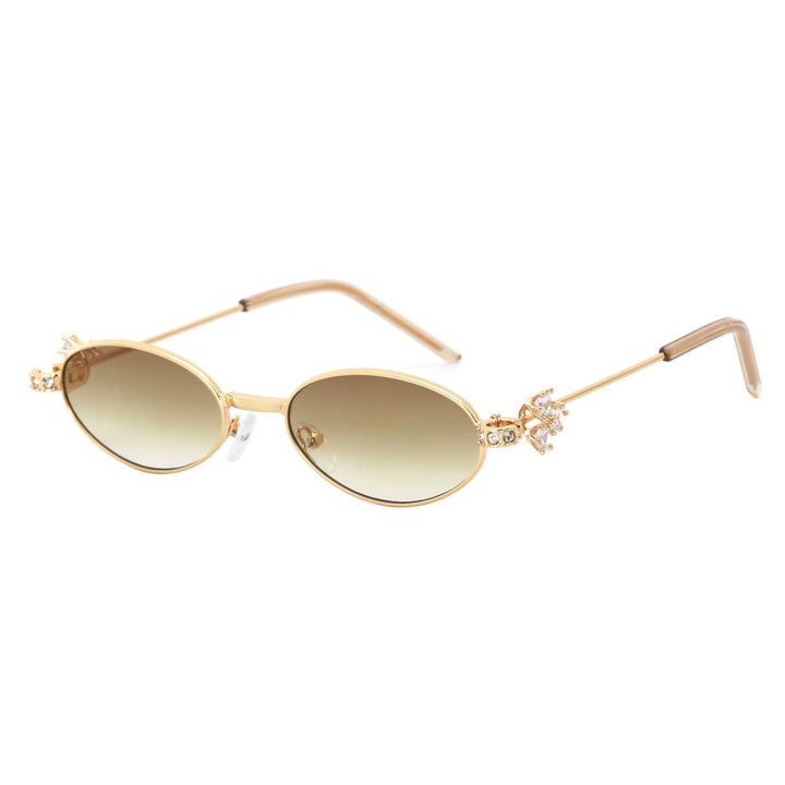 Dame Designer solbrille med elegant, speilvendt ramme og stilige dekorasjoner Skanto
