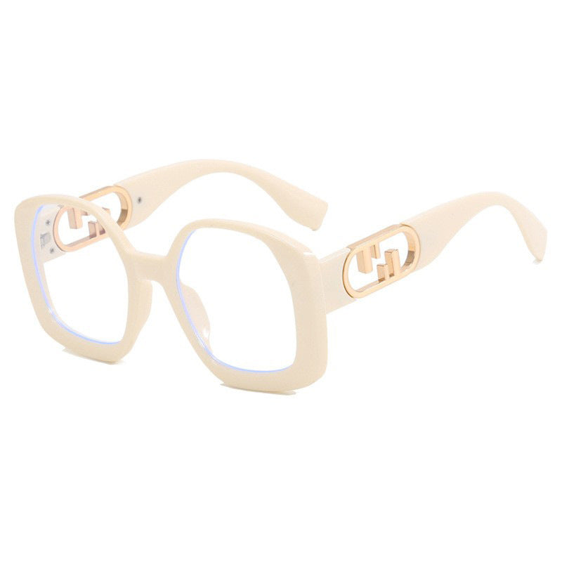 Dame oversized solbriller med ekstravagant geometrisk ramme og elegante detaljer Skanto