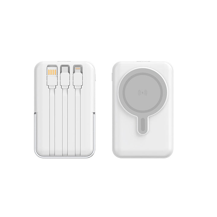 Multifunksjonell Powerbank med integrerte ladekabler Skanto
