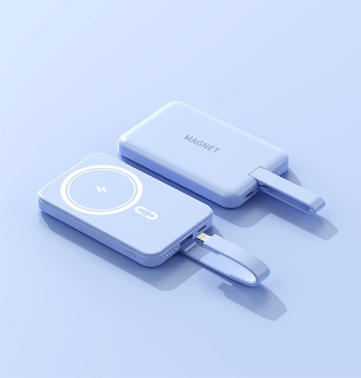 Magnetisk powerbank med trådløs ladefunksjon og integrert hurtiglading Skanto