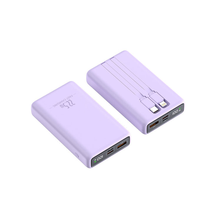 Bærbar Powerbank med innebygd ladekabel og digitalt batteristatusdisplay Skanto