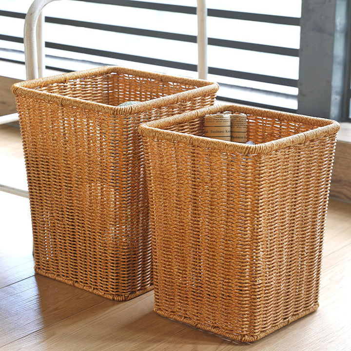 Rektangulær Håndvevd Rattan Søppelkurv Skanto