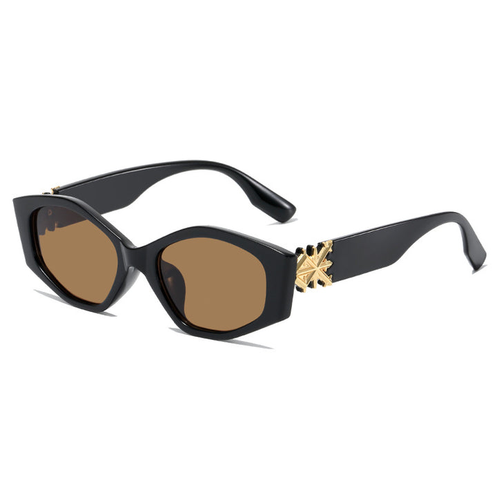 Dame geometrisk solbrille med luksuriøs detalj Skanto