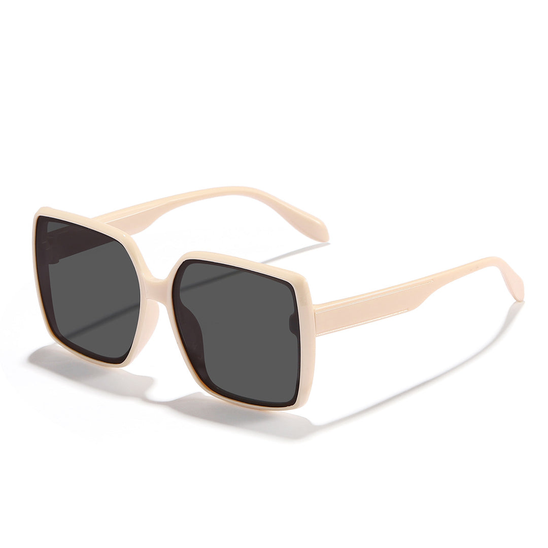 Dame oversized solbrille med moderne kvadratisk ramme og beskyttende glass Skanto
