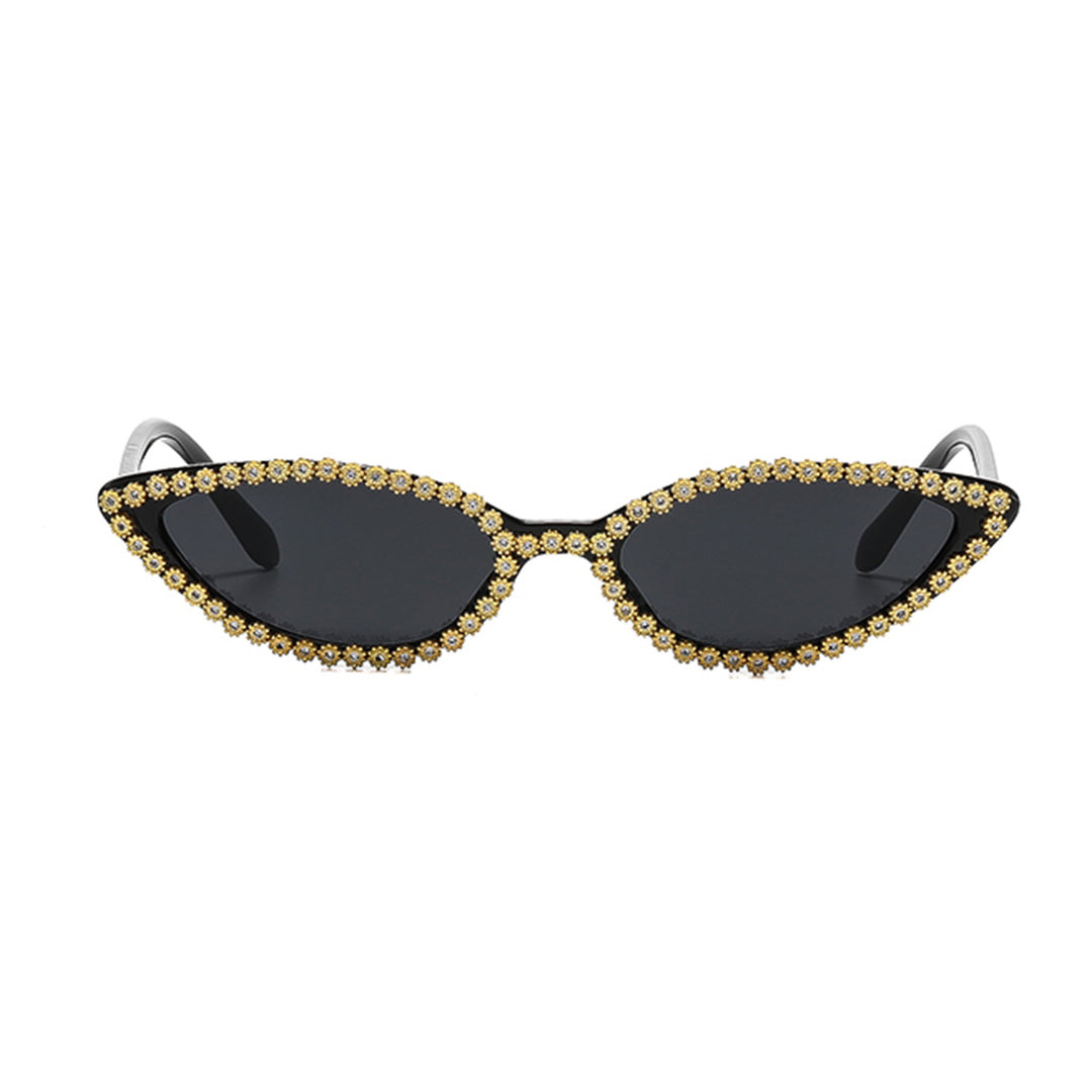 Dame Cat-Eye solbriller med glitrende blomsterdekor Skanto