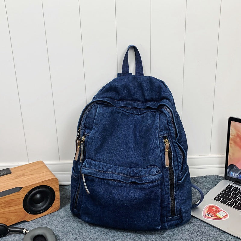 Klassisk Denim Skole Ryggsekk