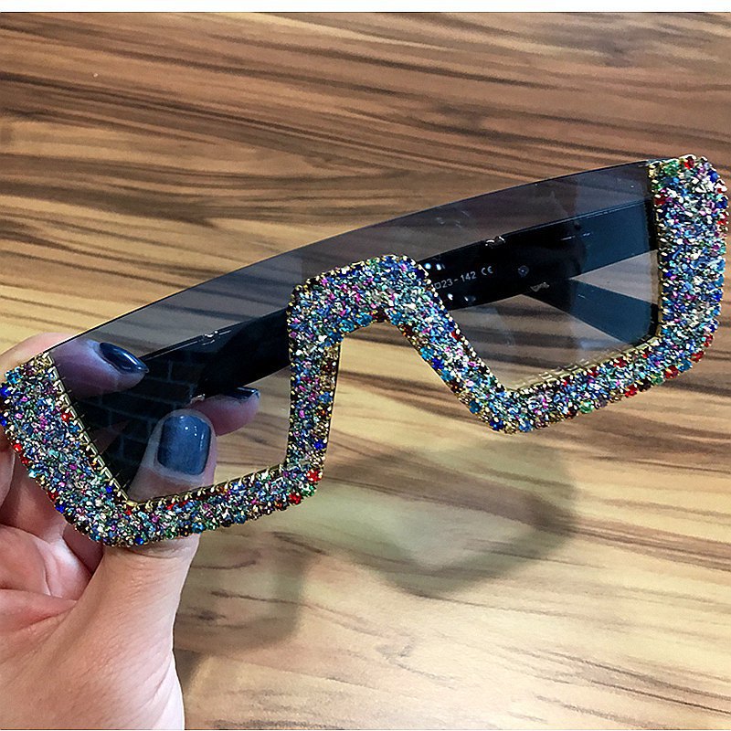 Dame elegant glitter-solbriller med markant ramme Skanto