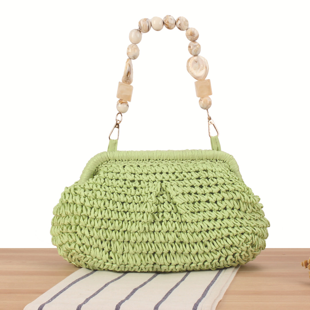 Basket bag with elegant wooden details Skanto