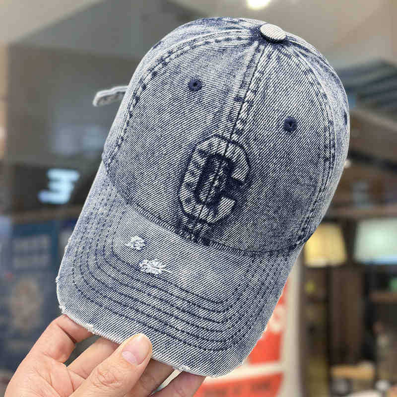 Herre Slitt Denim Baseball Caps Skanto 1784188308